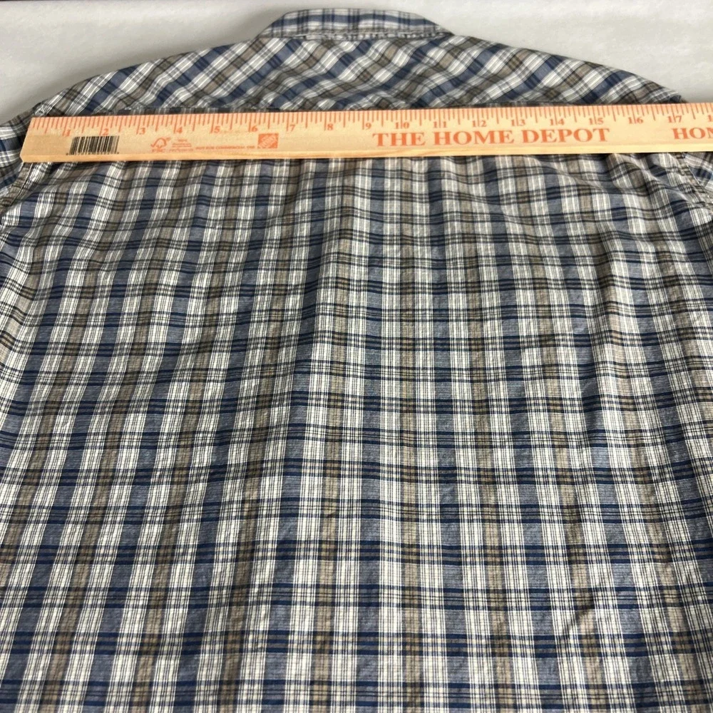 Banana Republic Men's Shirt Size Medium Slim Fit 2 Pockets Snaps Cotton Plaid C5